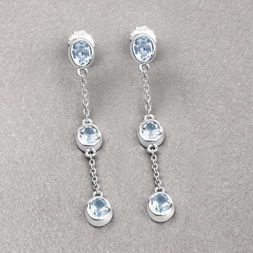 2.16 Carat Genuine Blue Topaz .925 Sterling Silver Earrings on sale at MyriadMart