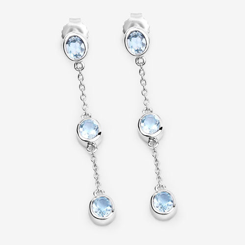 2.16 Carat Genuine Blue Topaz .925 Sterling Silver Earrings on sale at MyriadMart