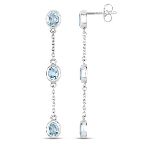 2.16 Carat Genuine Blue Topaz .925 Sterling Silver Earrings on sale at MyriadMart