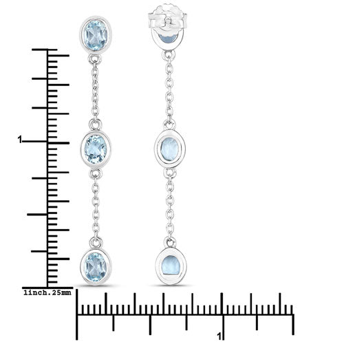 2.16 Carat Genuine Blue Topaz .925 Sterling Silver Earrings on sale at MyriadMart