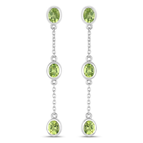 2.10 Carat Genuine Peridot .925 Sterling Silver Earrings on sale at MyriadMart