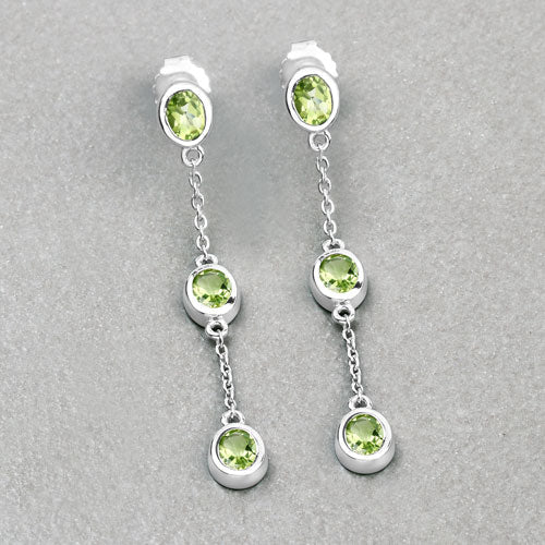 2.10 Carat Genuine Peridot .925 Sterling Silver Earrings on sale at MyriadMart