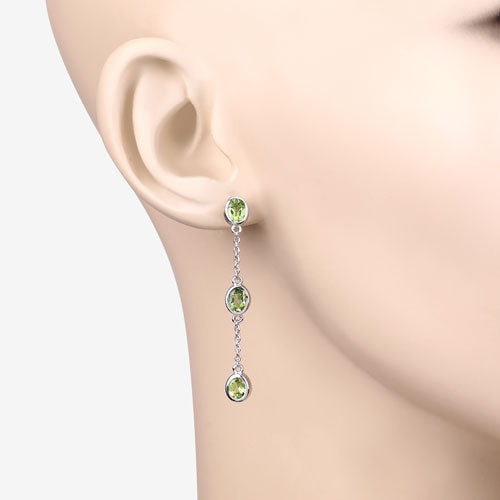 2.10 Carat Genuine Peridot .925 Sterling Silver Earrings on sale at MyriadMart