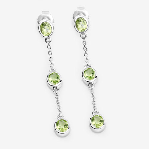 2.10 Carat Genuine Peridot .925 Sterling Silver Earrings on sale at MyriadMart