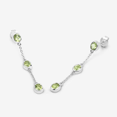 2.10 Carat Genuine Peridot .925 Sterling Silver Earrings on sale at MyriadMart