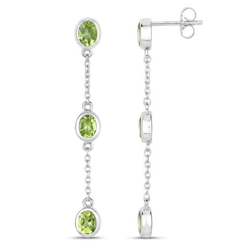 2.10 Carat Genuine Peridot .925 Sterling Silver Earrings on sale at MyriadMart