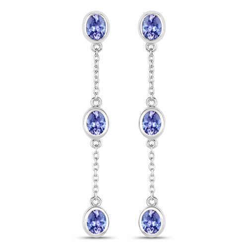 1.98 Carat Genuine Tanzanite .925 Sterling Silver Earrings on sale at MyriadMart