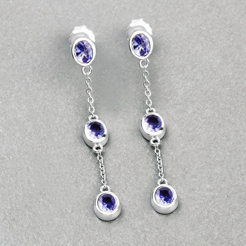 1.98 Carat Genuine Tanzanite .925 Sterling Silver Earrings on sale at MyriadMart