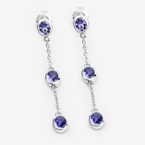 1.98 Carat Genuine Tanzanite .925 Sterling Silver Earrings on sale at MyriadMart