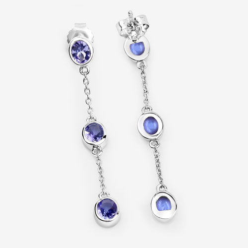 1.98 Carat Genuine Tanzanite .925 Sterling Silver Earrings on sale at MyriadMart