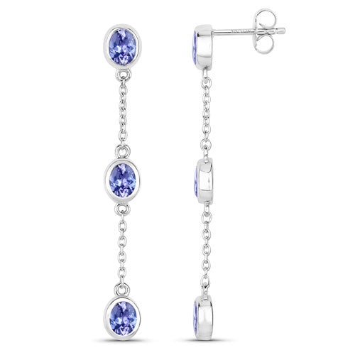 1.98 Carat Genuine Tanzanite .925 Sterling Silver Earrings on sale at MyriadMart