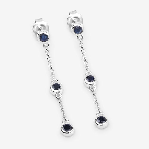 0.66 Carat Genuine Blue Sapphire .925 Sterling Silver Earrings on sale at MyriadMart