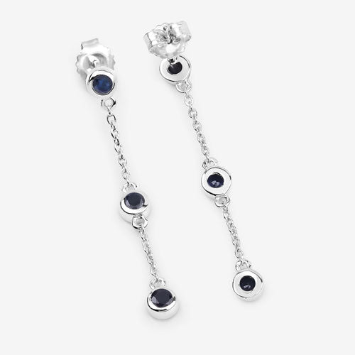 0.66 Carat Genuine Blue Sapphire .925 Sterling Silver Earrings on sale at MyriadMart