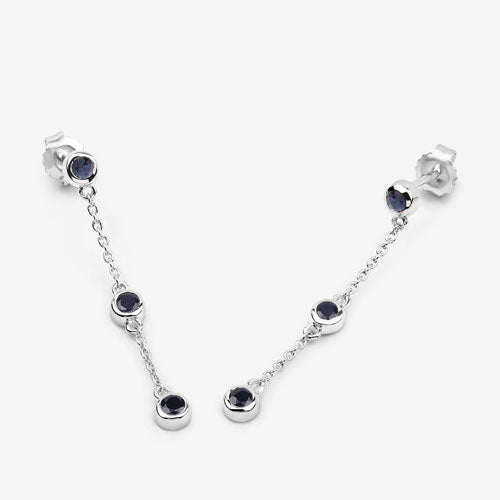 0.66 Carat Genuine Blue Sapphire .925 Sterling Silver Earrings on sale at MyriadMart