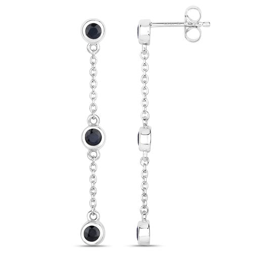 0.66 Carat Genuine Blue Sapphire .925 Sterling Silver Earrings on sale at MyriadMart