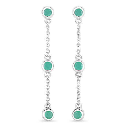 0.60 Carat Genuine Emerald .925 Sterling Silver Earrings on sale at MyriadMart