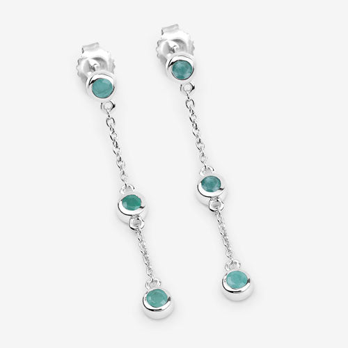 0.60 Carat Genuine Emerald .925 Sterling Silver Earrings on sale at MyriadMart
