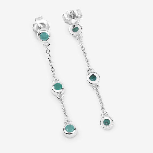 0.60 Carat Genuine Emerald .925 Sterling Silver Earrings on sale at MyriadMart