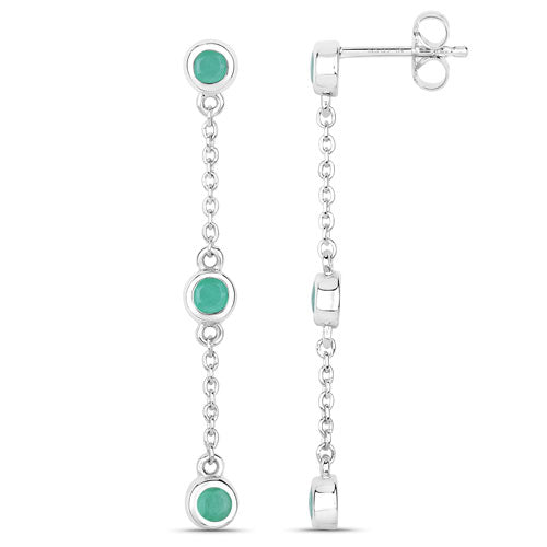0.60 Carat Genuine Emerald .925 Sterling Silver Earrings on sale at MyriadMart