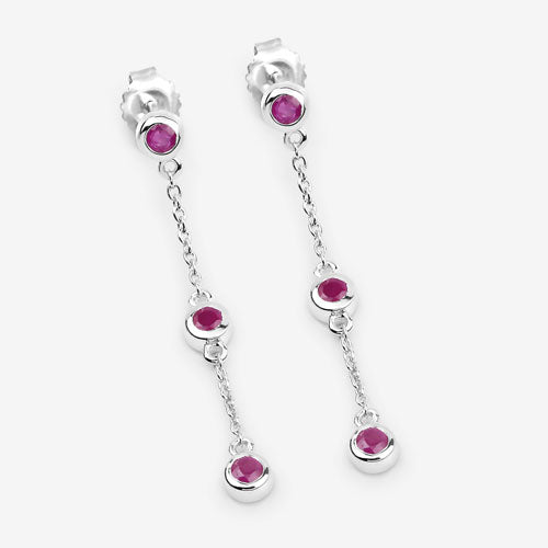 0.78 Carat Genuine Ruby .925 Sterling Silver Earrings on sale at MyriadMart