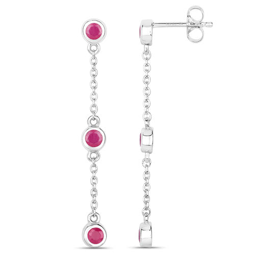 0.78 Carat Genuine Ruby .925 Sterling Silver Earrings on sale at MyriadMart