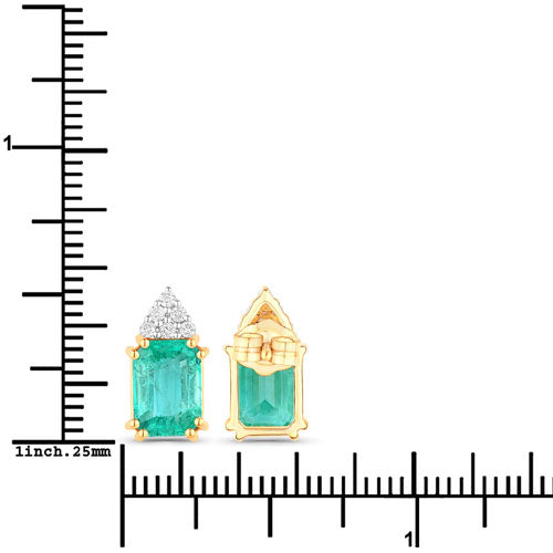 2.87 Carat Genuine Ethiopian Emerald and White Diamond 14K Yellow Gold Earrings on sale at MyriadMart