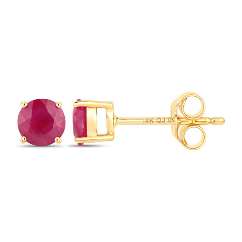 0.86 Carat Genuine Ruby 14K Yellow Gold Earrings on sale at MyriadMart