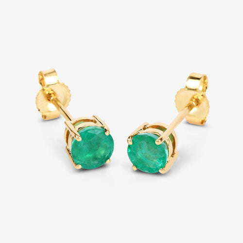 0.72 Carat Genuine Zambian Emerald 10K Yellow Gold Earrings on sale at MyriadMart