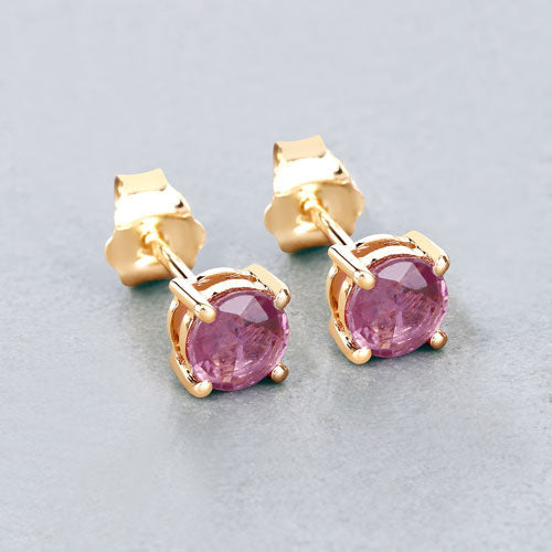 1.30 Carat Genuine Pink Sapphire 10K Yellow Gold Earrings on sale at MyriadMart