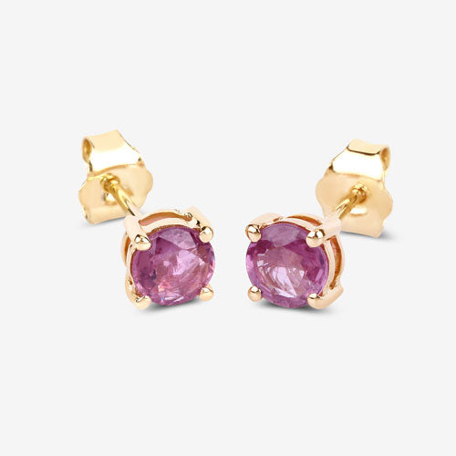 1.30 Carat Genuine Pink Sapphire 10K Yellow Gold Earrings on sale at MyriadMart