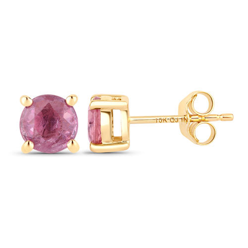1.30 Carat Genuine Pink Sapphire 10K Yellow Gold Earrings on sale at MyriadMart