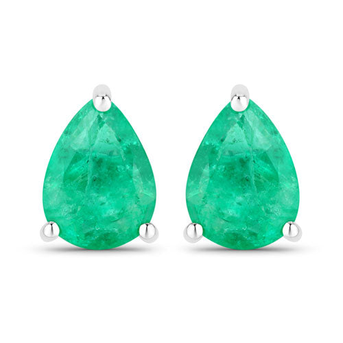0.70 Carat Genuine Zambian Emerald 14K White Gold Earrings on sale at MyriadMart