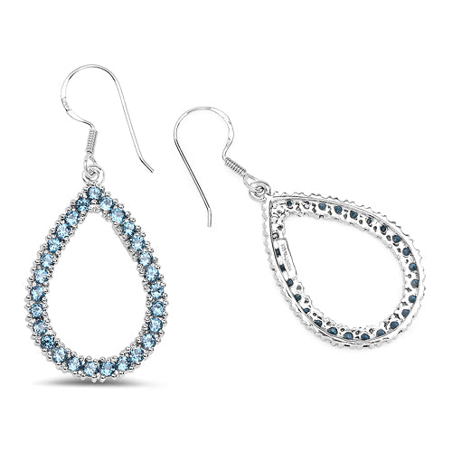 4.32 Carat Genuine London Blue Topaz .925 Sterling Silver Earrings on sale at MyriadMart