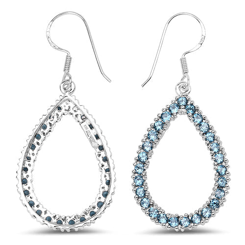 4.32 Carat Genuine London Blue Topaz .925 Sterling Silver Earrings on sale at MyriadMart