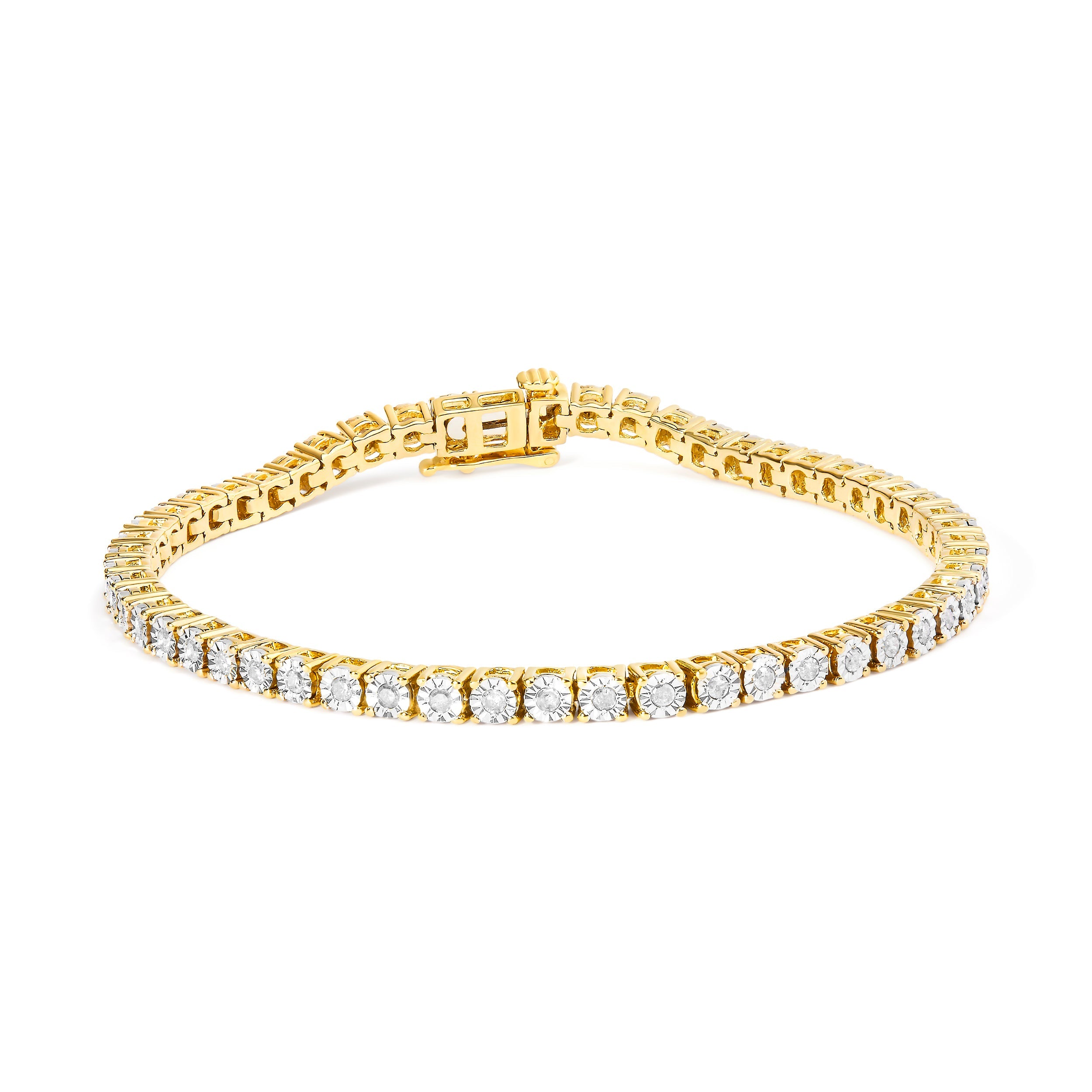 .925 Sterling Silver 1.0 Cttw Miracle-Set Diamond Round Faceted Bezel Tennis Bracelet I-J Color, I3 Clarity - 7" on sale at MyriadMart