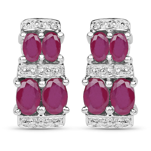 3.20 Carat Glass Filled Ruby .925 Sterling Silver Earrings on sale at MyriadMart
