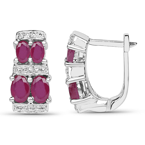 3.20 Carat Glass Filled Ruby .925 Sterling Silver Earrings on sale at MyriadMart