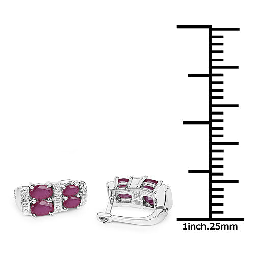 3.20 Carat Glass Filled Ruby .925 Sterling Silver Earrings on sale at MyriadMart