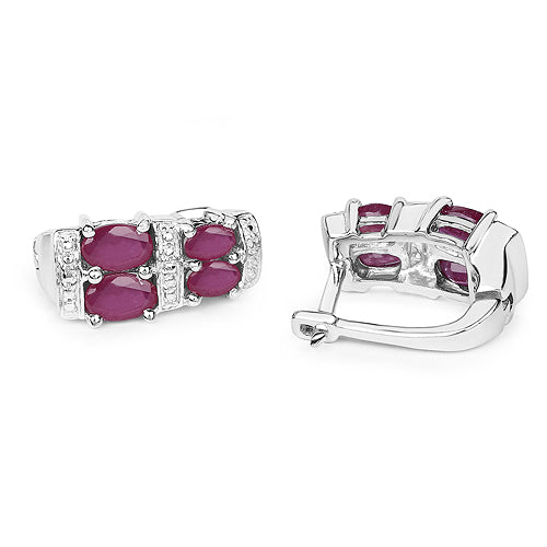 3.20 Carat Glass Filled Ruby .925 Sterling Silver Earrings on sale at MyriadMart