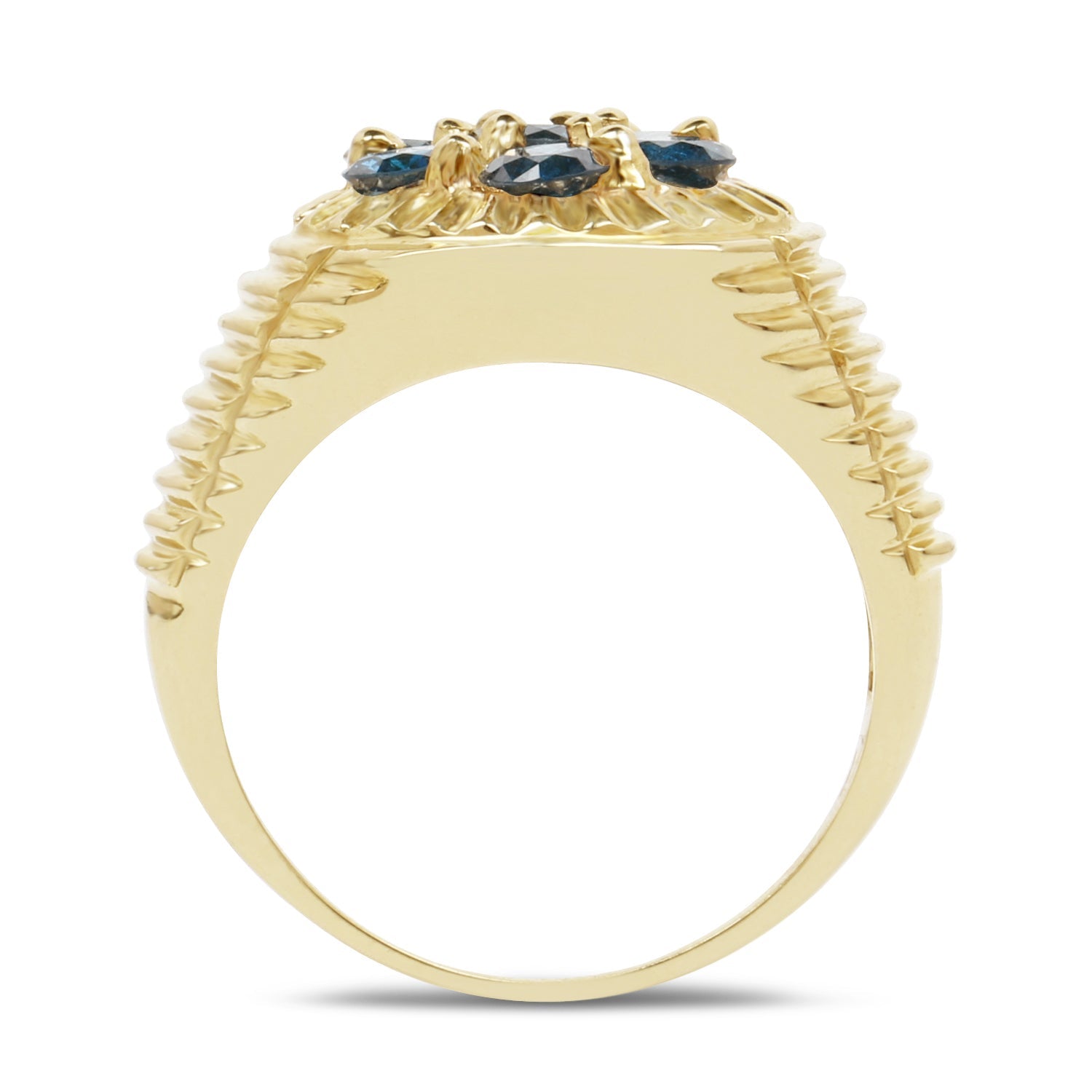 14K Yellow Gold Plated 1.40 Carat Genuine Blue Diamond .925 Sterling Silver Ring on sale at MyriadMart
