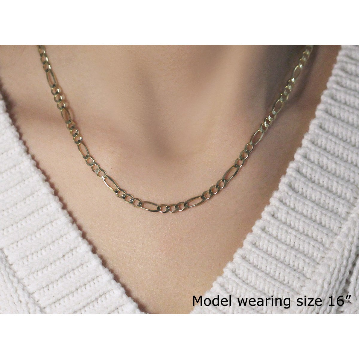 3.8mm 14k Yellow Gold Solid Figaro Chain on sale at MyriadMart