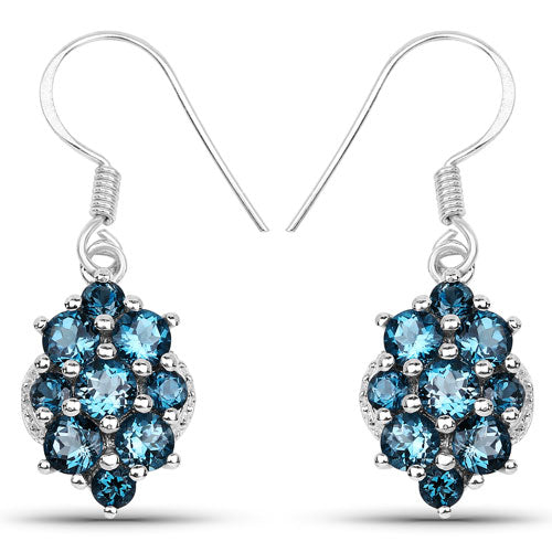 4.32 Carat Genuine London Blue Topaz .925 Sterling Silver Earrings on sale at MyriadMart