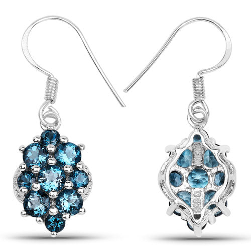 4.32 Carat Genuine London Blue Topaz .925 Sterling Silver Earrings on sale at MyriadMart