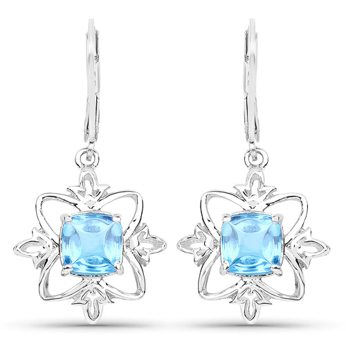 5.30 Carat Genuine Swiss Blue Topaz .925 Sterling Silver Earrings on sale at MyriadMart