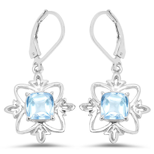 5.30 Carat Genuine Swiss Blue Topaz .925 Sterling Silver Earrings on sale at MyriadMart