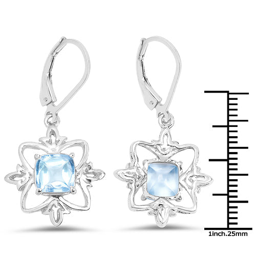5.30 Carat Genuine Swiss Blue Topaz .925 Sterling Silver Earrings on sale at MyriadMart