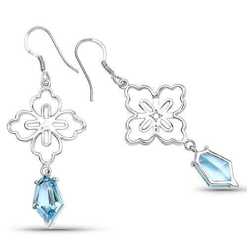 12.82 Carat Genuine Swiss Blue Topaz .925 Sterling Silver Earrings on sale at MyriadMart
