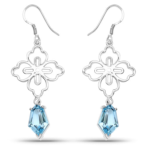 12.14 Carat Genuine Swiss Blue Topaz .925 Sterling Silver Earrings on sale at MyriadMart