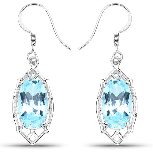 13.68 Carat Genuine Blue Topaz .925 Sterling Silver Earrings on sale at MyriadMart