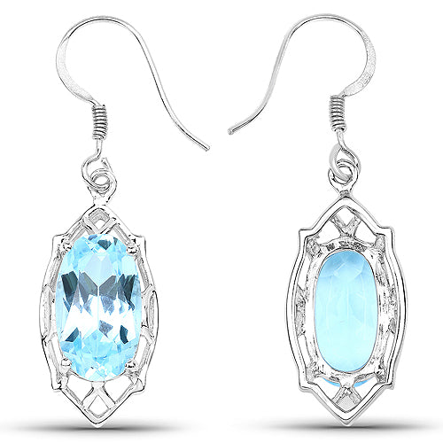 13.68 Carat Genuine Blue Topaz .925 Sterling Silver Earrings on sale at MyriadMart
